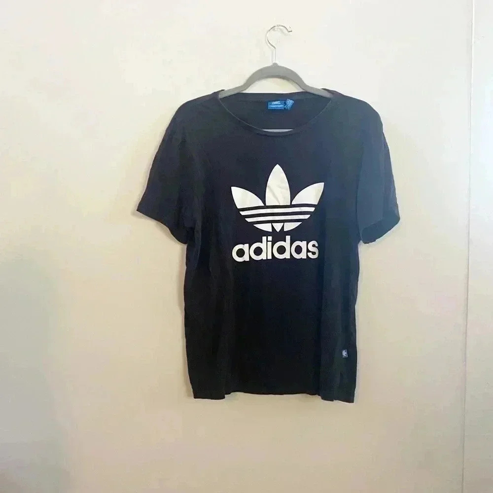 Adidas black trefoil logo tshirt‎